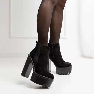 Schwarze Damen-Stiefeletten mit höherem Pfosten Sulina - Schuhe