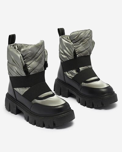 Damen-Schneestiefel auf flacher Sohle in schwarz-grau Ferory- Footwear