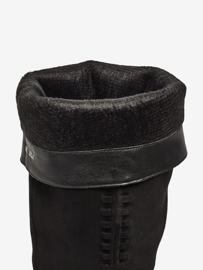 Damen Öko-Wildleder Stiefel mit Blockabsatz Fottor