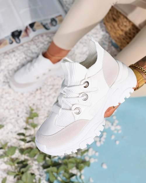 Жіночі спортивні кросівки біло-бежевого кольору Hasola- Footwear