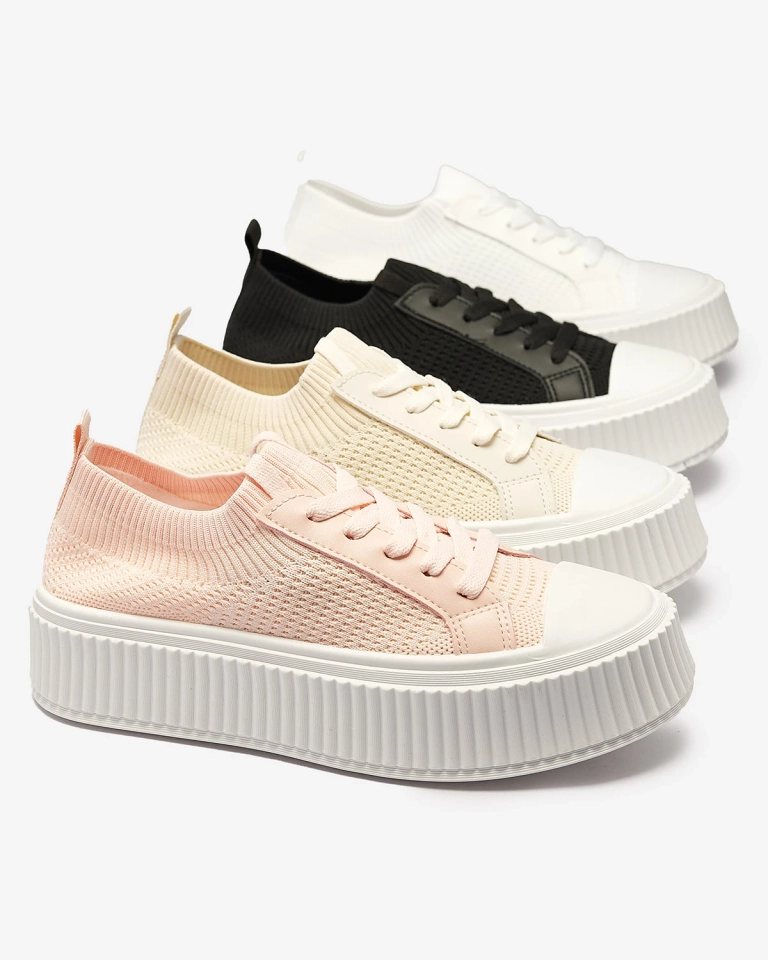 Beige Damen durchbrochene Plateau-Sneakers Demiga - Footwear