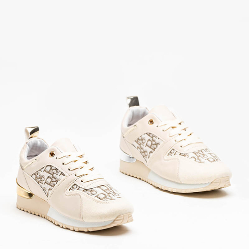 Бежеві жіночі кросівки зі сріблястою вставкою Klam