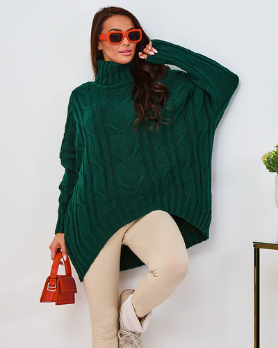 Royalfashion Kobaltfarbener asymmetrischer Rollkragenpullover für Damen