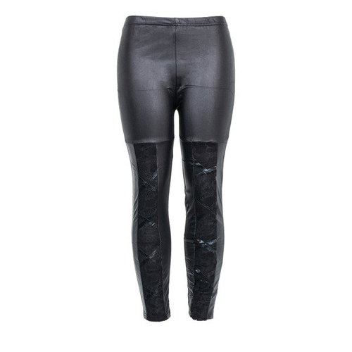 Чорні лосіни з мереживною вставкою - Штани