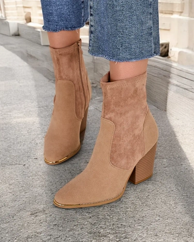 Royalfashion Damen-Ankle-Boots aus Eco-Wildleder auf einem Absatz Grau