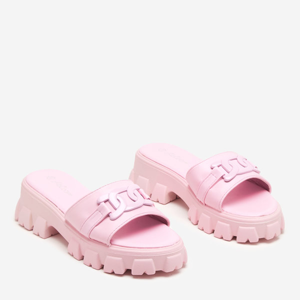 OUTLET Violette Damenhausschuhe auf dicker Sohle Inza-Shoes