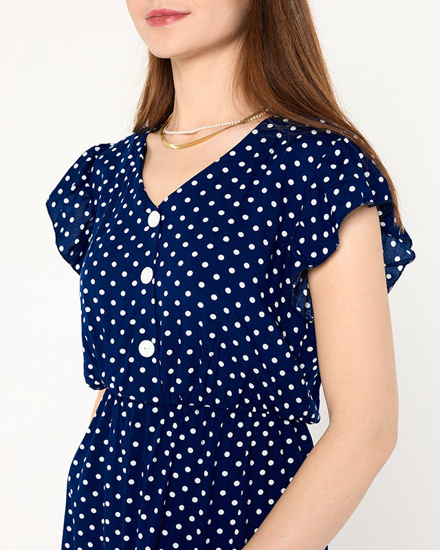 Blaues kurzes Damenkleid mit Tupfen - Kleidung