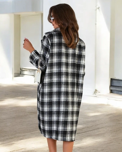 Royalfashion Karierter Damenmantel