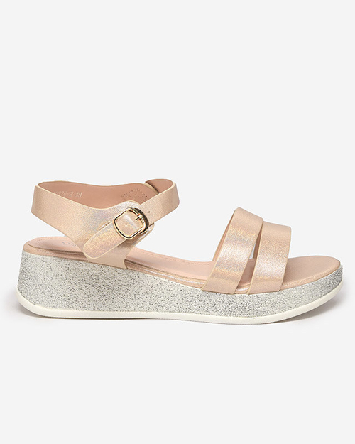 Коричнево-золоті жіночі босоніжки з голографічним ефектом Maveos - Взуття