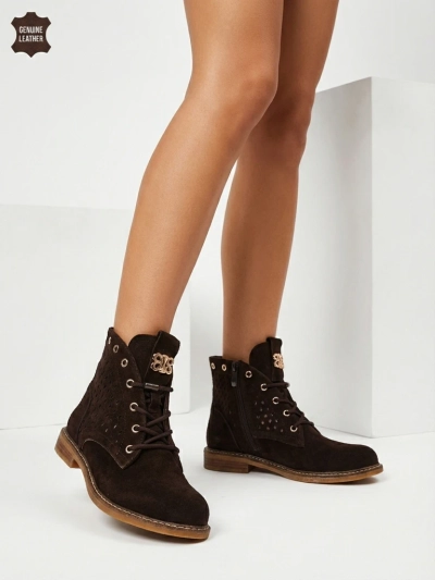 Ажурні ботильйони жіночі зі шкіри натуральної Aurelias