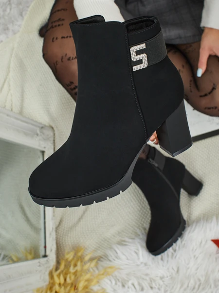 Damen Stiefeletten aus Öko-Leder mit Blockabsatz Mireliq