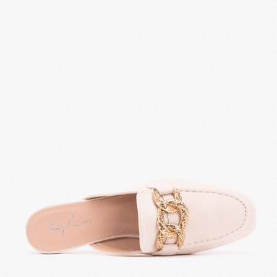 Cremefarbene Hausschuhe a'la Mokassins Gabbu-Schuhe