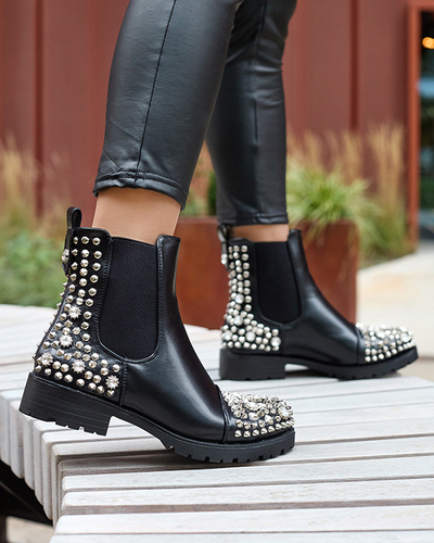 Damenstiefel mit Nieten in Schwarz Amerapi-Schuhe