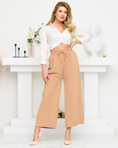 Camel Weite Palazzohose für Damen. Kleidung