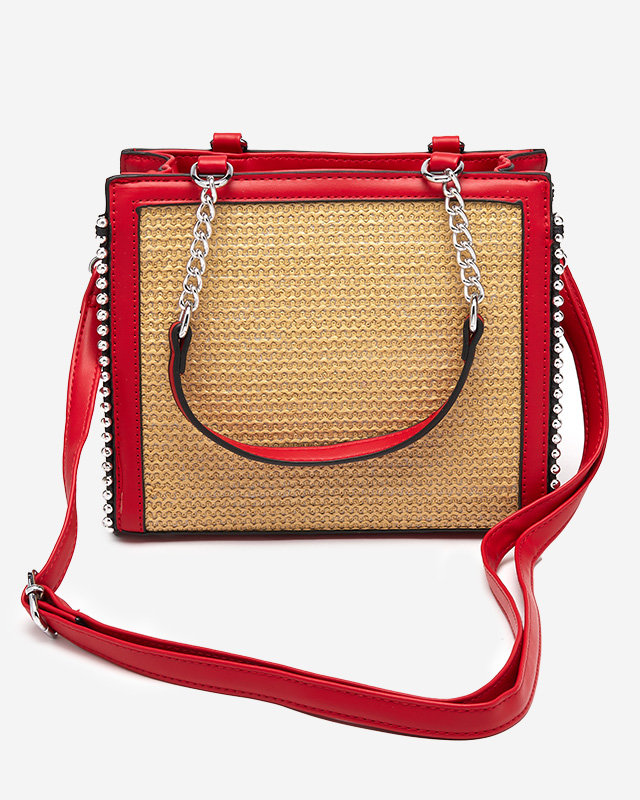 Kleine Damenhandtasche mit gewebtem Einsatz - Accessoires
