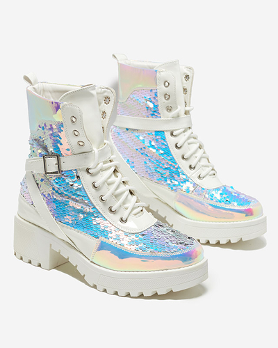 Weiße Damenstiefel mit Pailletten von Impresa - Footwear