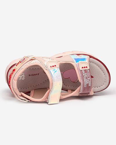 Rosa Kindersandalen mit bunten Murino-Einsätzen - Schuhe
