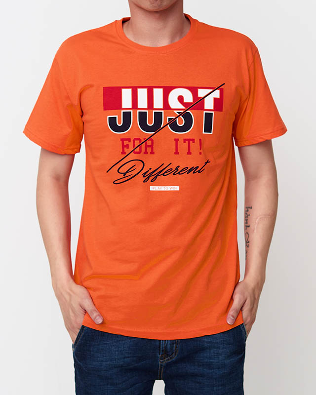 Orange trendiges Herren-T-Shirt mit Aufdruck - Kleidung