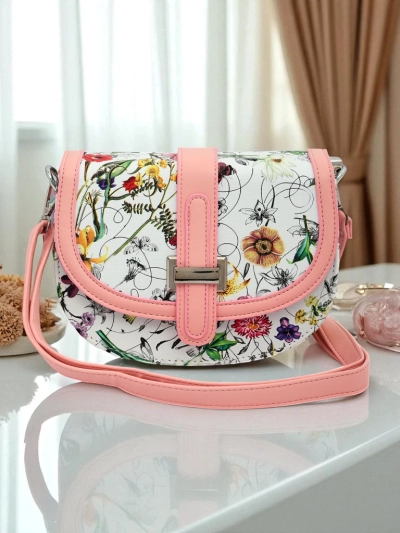 Royalfashion Kleine Damenhandtasche aus Öko-Leder mit Blumenmuster Ori Elle