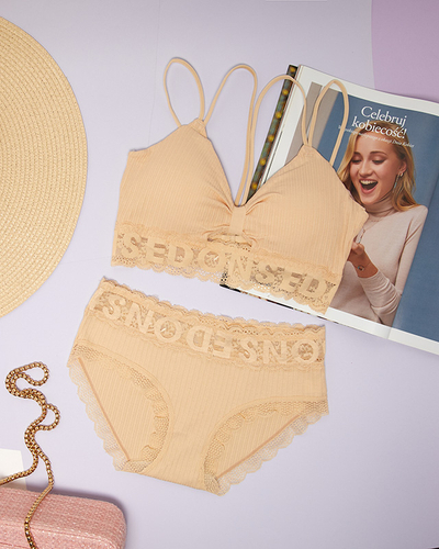 Beige Damenwäsche mit Spitze - Unterwäsche