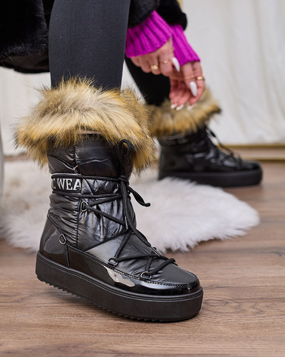 Royalfashion Schwarze Schlupfstiefel a'la Schneestiefel für Damen Gomllo