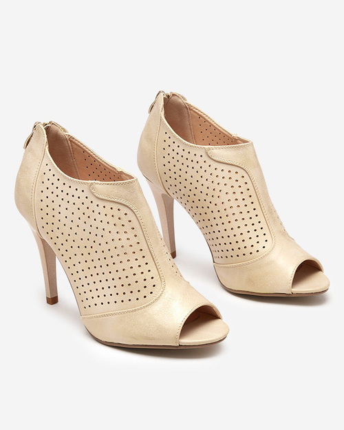 Жіночі бежеві ажурні босоніжки на шпильці Somigo- Buty