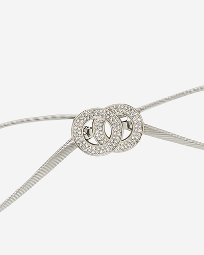 Elastischer Damengürtel in Silber mit Verzierung aus Zirkonia - Accessoires