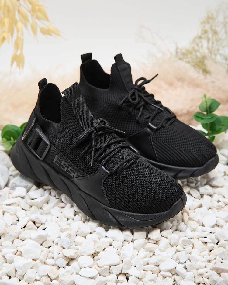 Esmeralda Schwarze Sneakers mit flachem Absatz