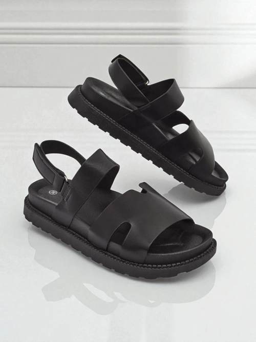 Сандалі жіночі на танкетці Hera Azzurro з екошкіри графітові на літо