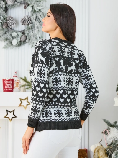 Royalfashion Brauner Damenpullover mit Blumenmuster