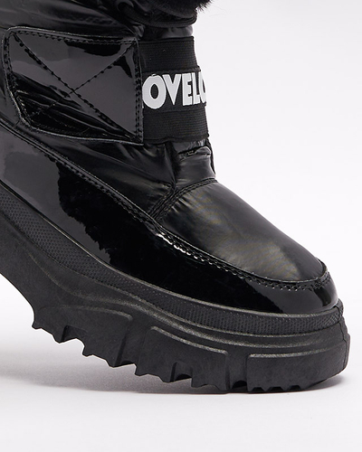 Damen-Schneestiefel mit flacher Sohle in Schwarz Sapollo- Footwear