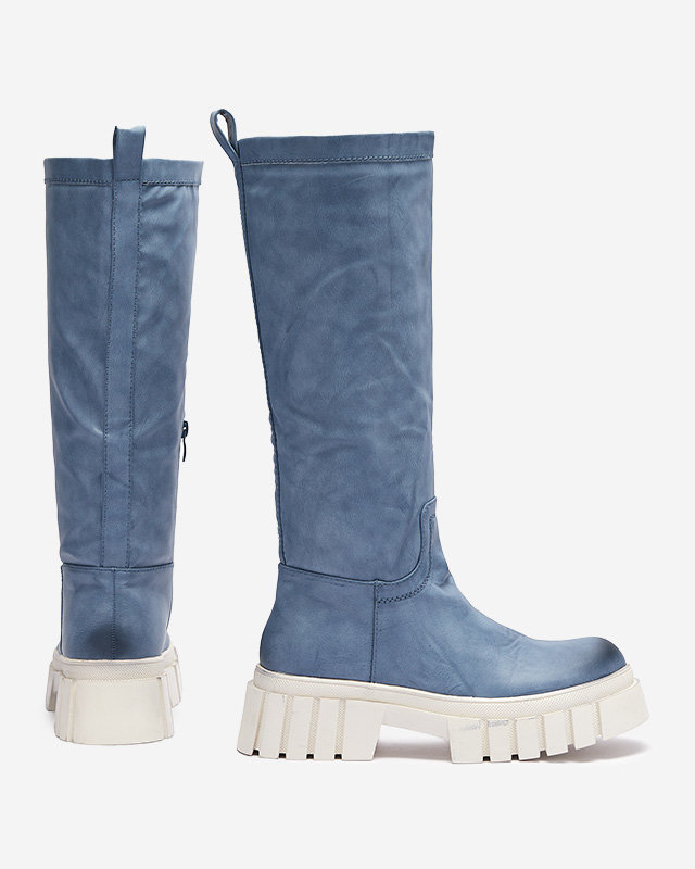 OUTLET Blaue halbhohe Damenstiefel Astaroth - Schuhe