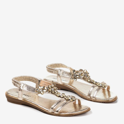 Goldene Damensandalen mit Crisela-Kristallen - Schuhe 1