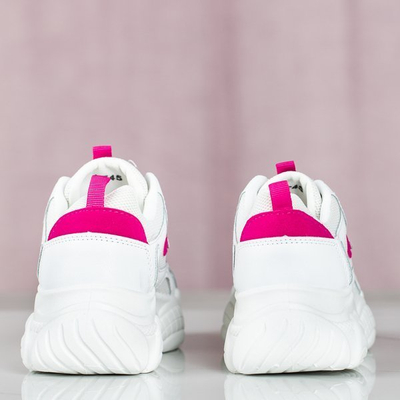 Weiße Papaschuhe mit pinkfarbenem Mia-Einsatz - Schuhe 1