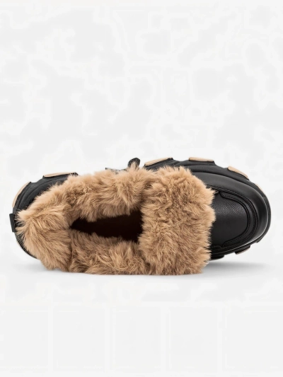 Schwarze Sport-Sneaker für Damen mit Nonua-Fell. Schuhe