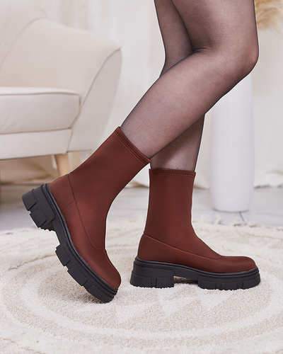 Royalfashion Damenstiefel aus Öko-Wildleder in Beige Classy Girl