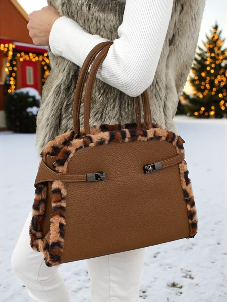 Kleine Damenhandtasche aus Öko-Leder mit Leopardenmuster Panthory