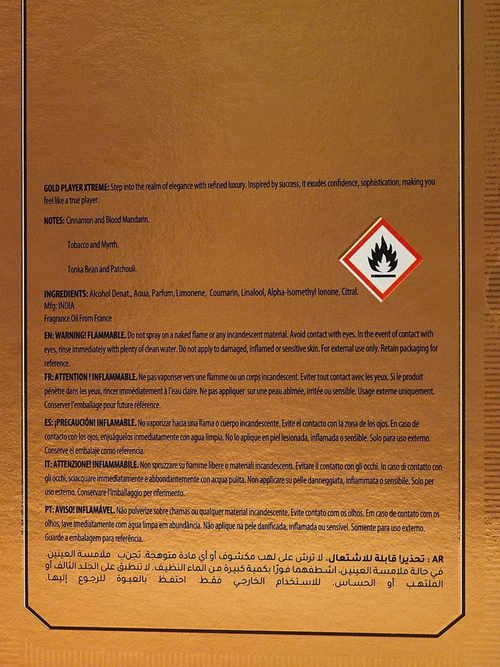 Натхненна парфумована вода для чоловіків Gold Player Black