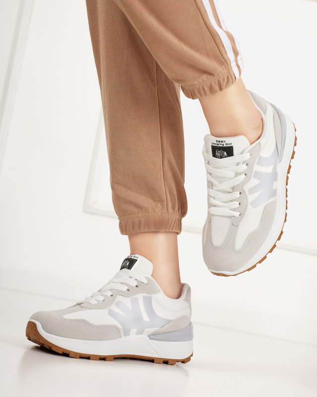 Weiße Damen-Sneaker mit grauen Narisa-Einsätzen - Footwear