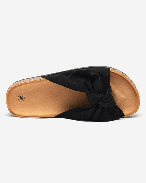 Жіночі тапочки з бантом у чорних Uttimi-Shoes