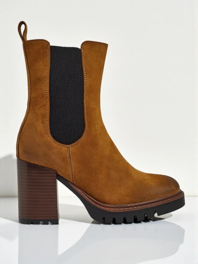 Damen Stiefeletten Soreya aus Wildlederimitat mit Blockabsatz