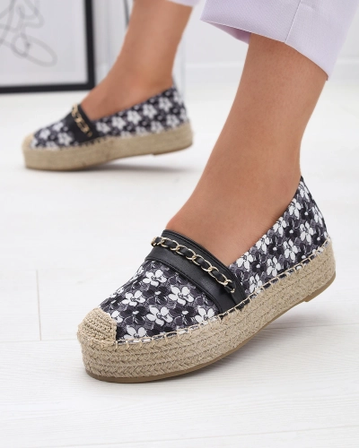Schwarze Espadrilles mit Blumenmuster Azzaxi- Footwear