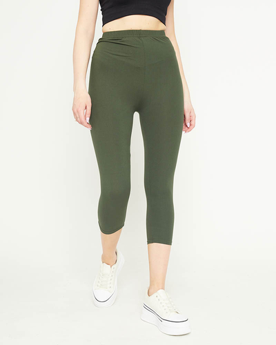 Dunkelgrüne 3/4-Radleggings für Damen - Bekleidung