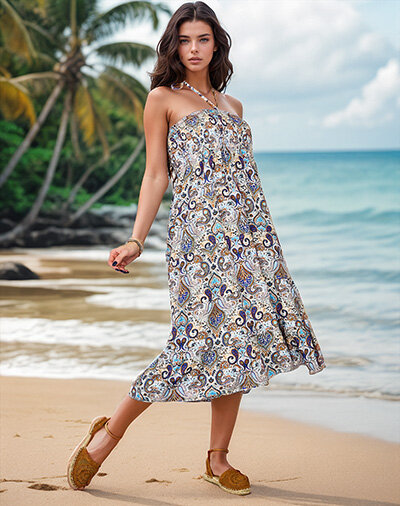 Royalfashion Damen Midikleid mit Druck