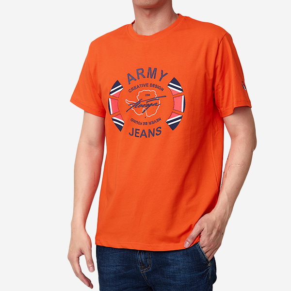 Orange bedrucktes T-Shirt für Herren - Kleidung