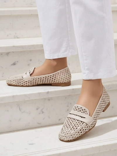 Beige Royalfashion Primavera Aelia Mokassins aus Stoff mit mandelförmiger Spitze