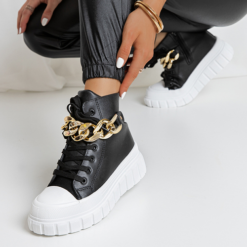 Hohe schwarze Damen-Sneaker auf der Lanculi-Plattform - Schuhe