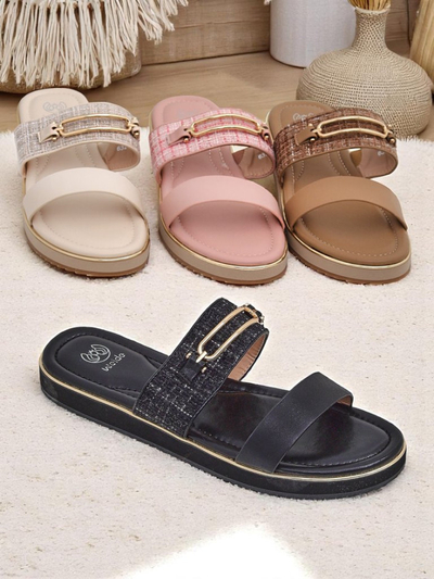 Royalfashion Damen-Pantoletten mit flacher Sohle Mamma