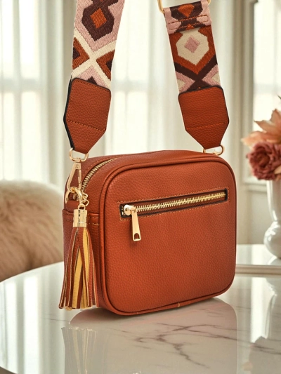 Royalfashion Kleine Damenhandtasche aus Öko-Leder mit buntem Riemen Kovi Lace