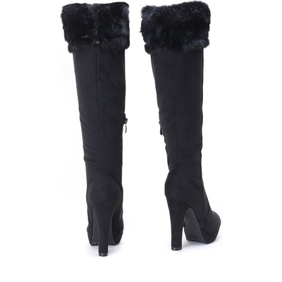 Czarne kozaki z futerkiem Happy Now - Obuwie